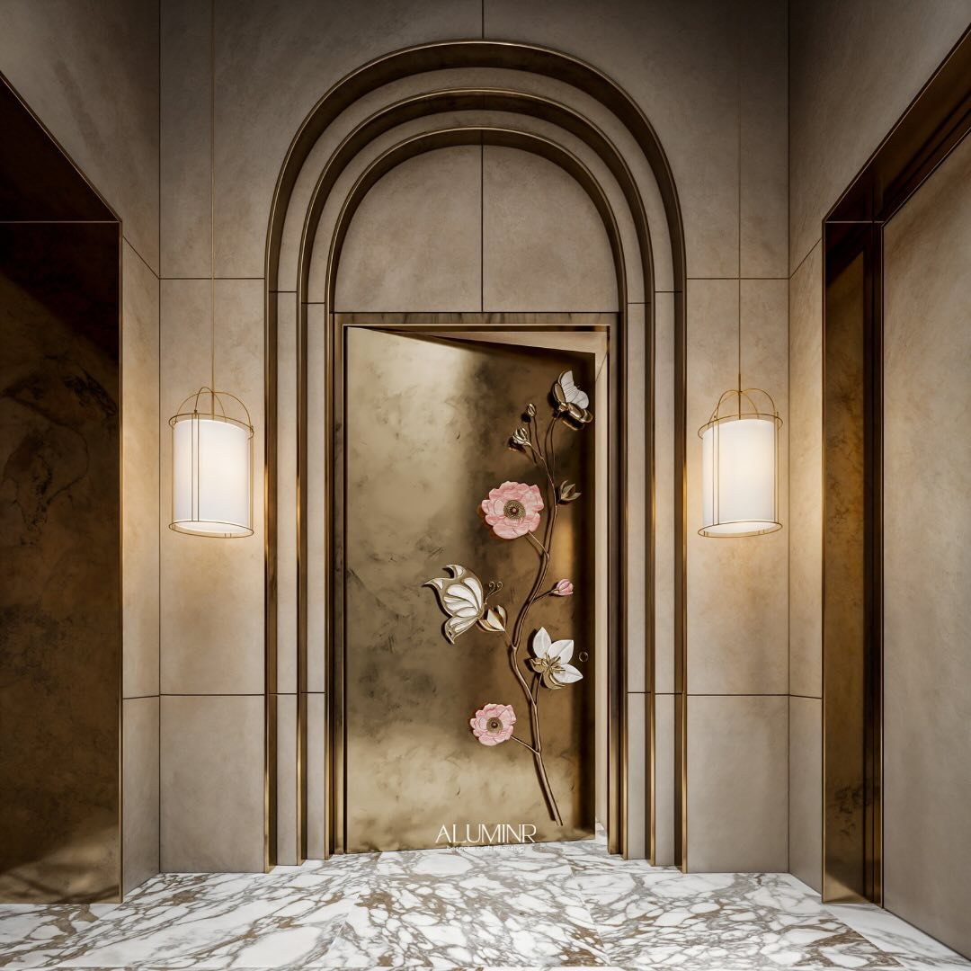 SIGNATURE COLLECTION: Whispering Blossoms Brass door

Part of our 2024 collection and our Sculpted Metal Cast collection &ldquo;Whispering Blossoms&rdquo; encapsulates a serene moment in nature, where butterflies and flowers intertwine in a graceful 