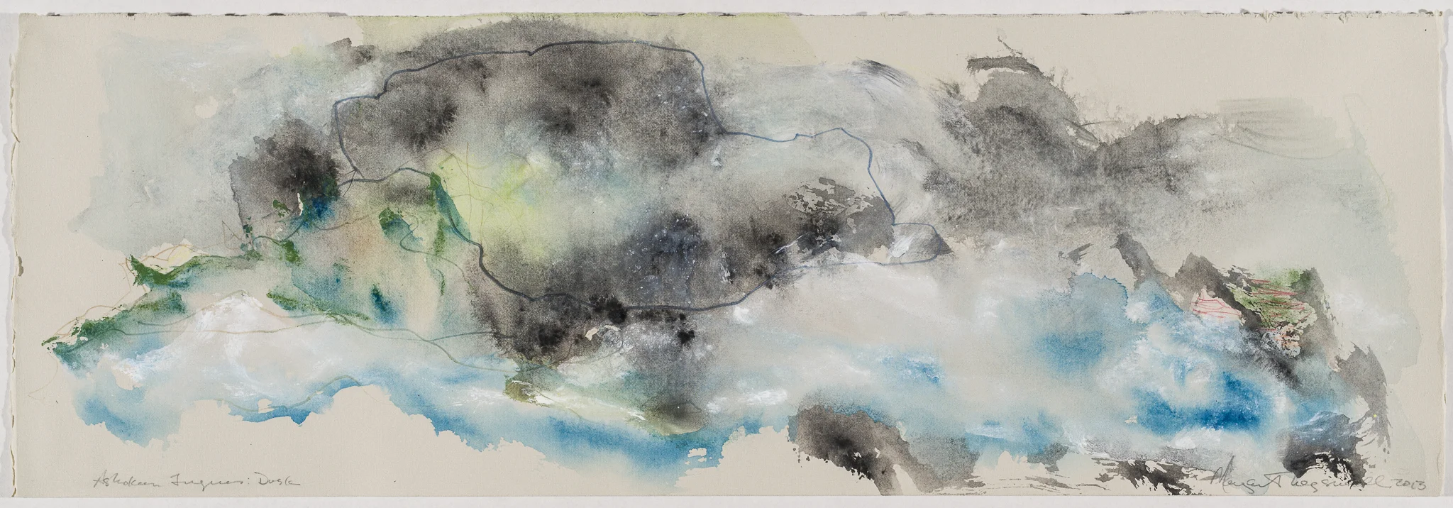 Dusk - 2013 Watercolor and colored pencil on paper 7 1/2 in. x 22 in.