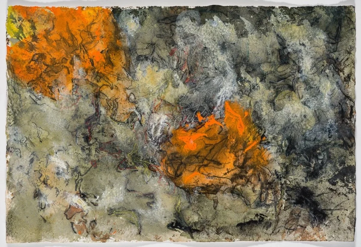   Submerged Wonder  - 2023 Litho-ink bar rubbings of fishing nets on paper, with watercolor and color-pencil 7.5” x 11”  &nbsp;&nbsp;&nbsp;&nbsp;&nbsp;&nbsp;&nbsp;&nbsp;&nbsp;&nbsp;&nbsp;   &nbsp;&nbsp;&nbsp;&nbsp;&nbsp;&nbsp;&nbsp;&nbsp;&nbsp;&nbsp;