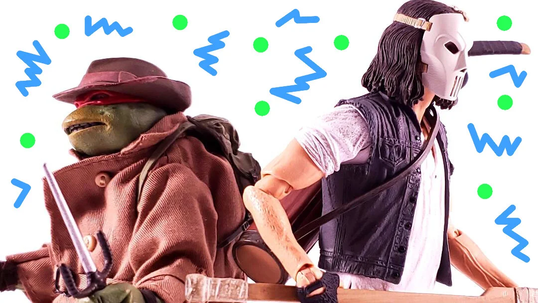 Grimey Review #2: NECA 1990 Movie TEENAGE MUTANT NINJA TURTLES CASEY And RAPHAEL 2 Pack (VIDEO)