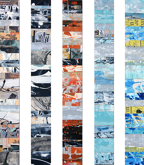 Andrzej Karwacki, "EQ Redefined, 1566" 48"x6" each, mixed media on panel