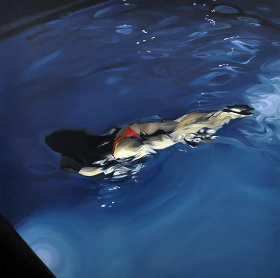 Benjamin Anderson, "Evening Swim", 48"x48", oil on linen