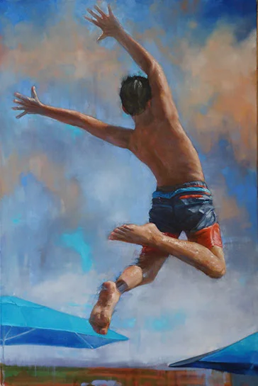 Carol O'Malia, "Fly Like a G6 Light", 48"x36" oil on canvas