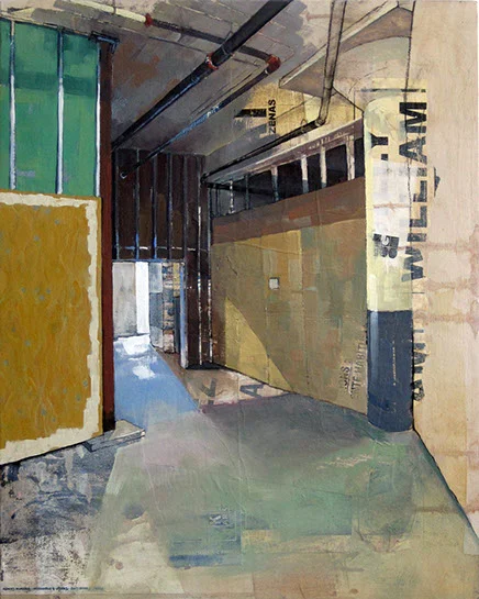 Catherine Mackey, "Sunday at 1890 No. 1", 30"x24", mixed media on panel