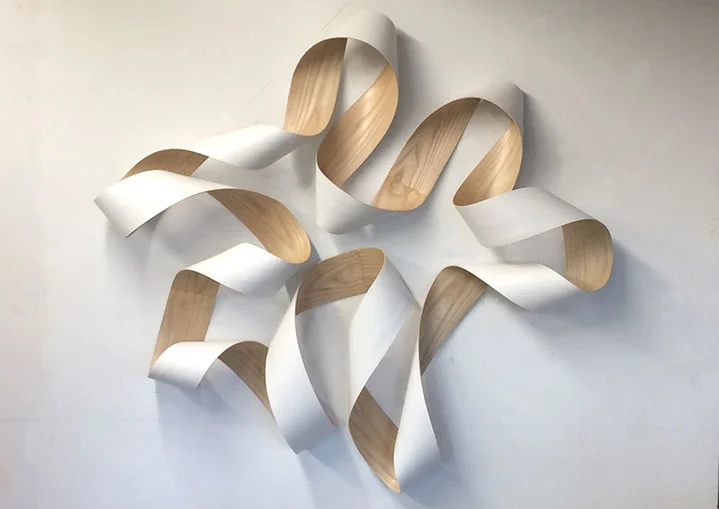Jeremy Holmes, untitled (white), 45"x62"x10", ash wood and acrylic paint