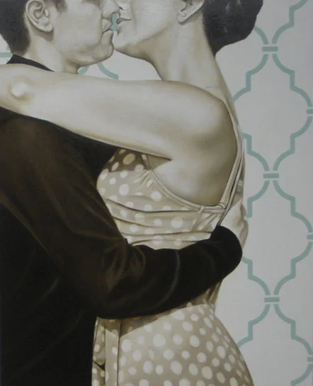 Jhina Alvarado, "Slow Dance", 30"x24", oil and encaustic on panel
