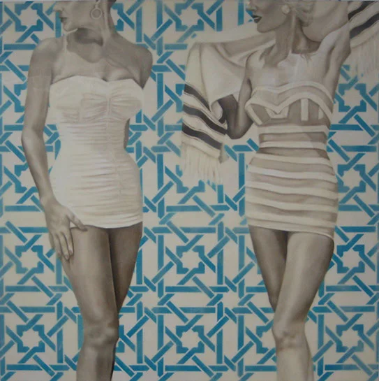 Jhina Alvarado, "Mediterranean", 36"x36", oil and encaustic on panel