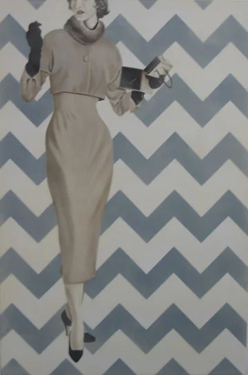 Jhina Alvarado, "Fashion Girl 3", 36"x24", oil and encaustic on panel