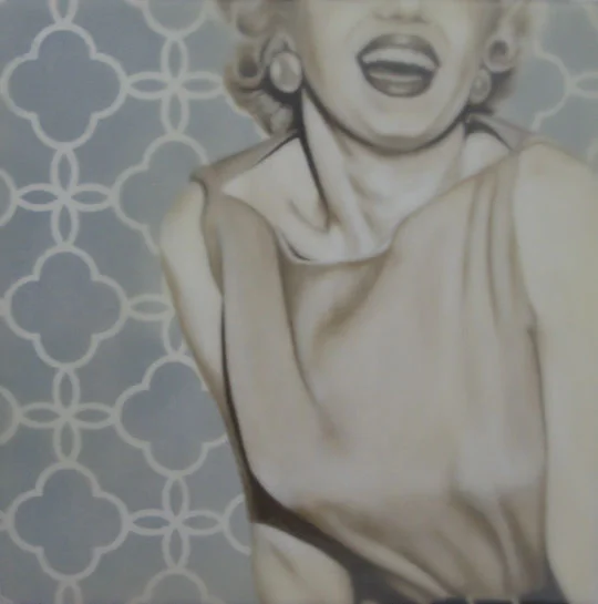 Jhina Alvarado, "Laughter", 12"x12", oil and encaustic on panel