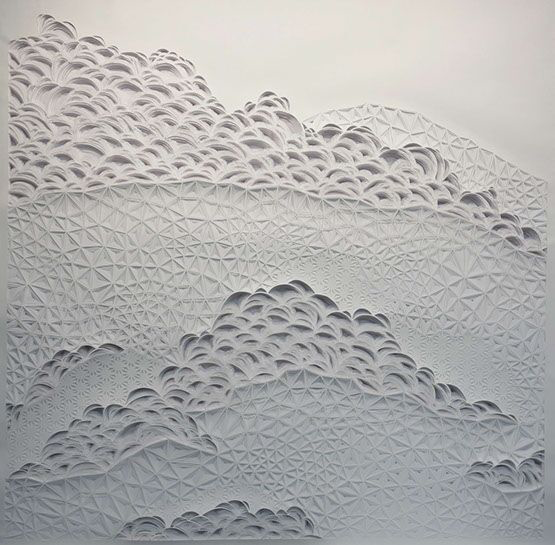 Laura Alexander, "Cloudscape", 48"x48", paper on foam board