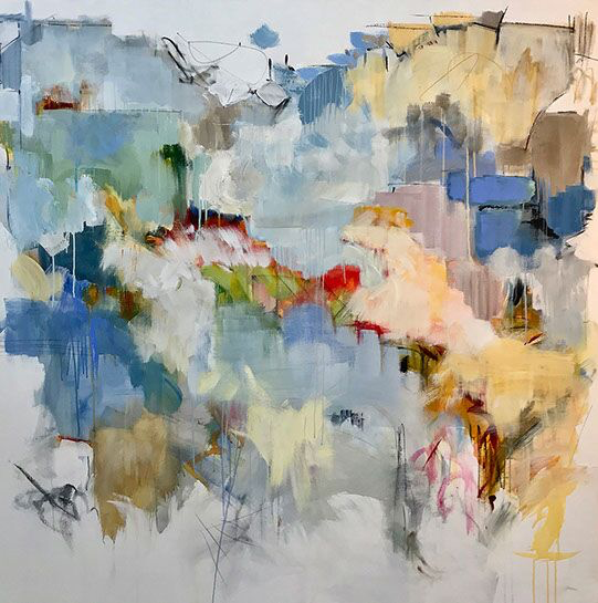 Maria Burtis, "Haiku Village", 60"x60", acrylic on canvas