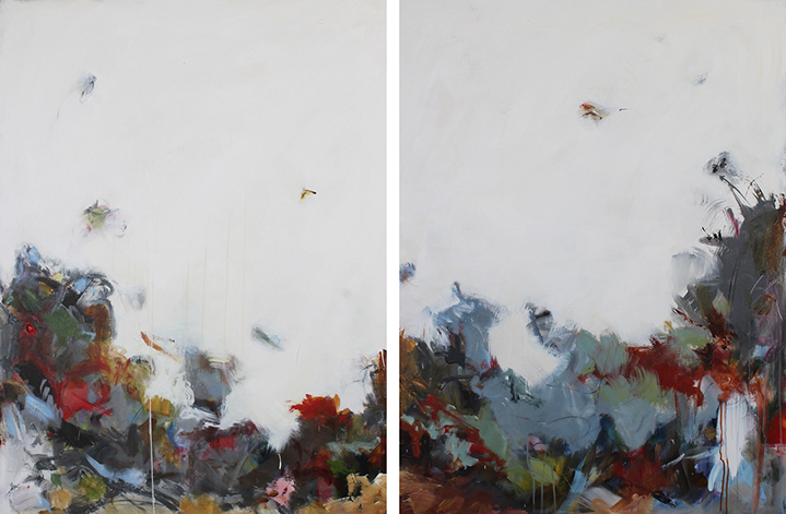 Maria Burtis, "Bramble Diptych", 48"x72", acrylic on canvas