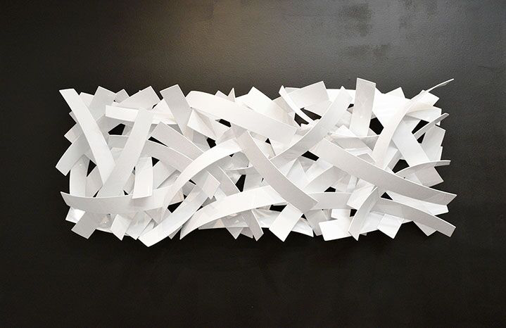 Matt Devine, "Ebb and Flow", 24"H x 60"W x 8" D, steel with powder coat paint