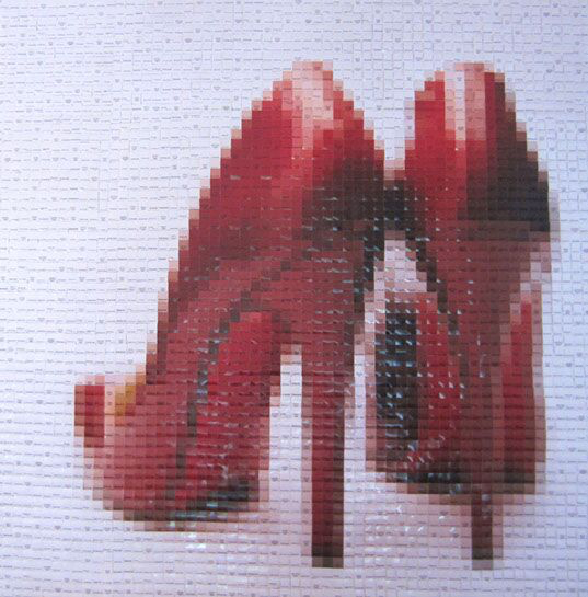 Pamela Stretton, "Red", 48"x48", reconstructed inkjet print on foam