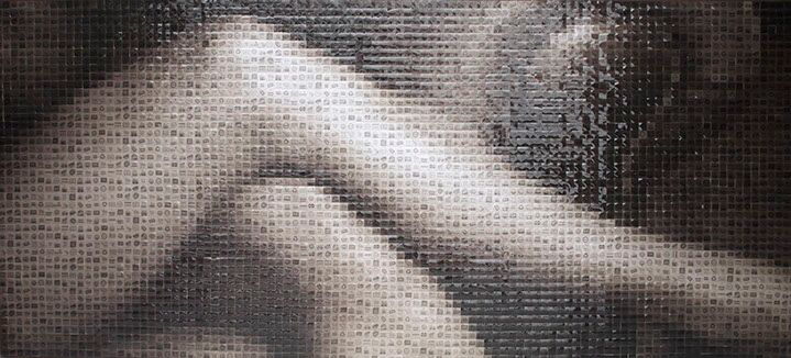 Pamela Stretton, "Marketable", 36"x80", reconstructed inkjet print on foam