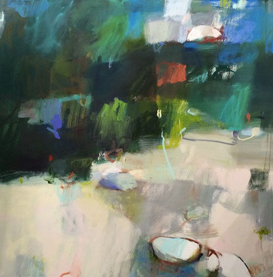 Sharon Paster, "Calistoga Hike", 48"x48", mixed media on canvas