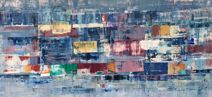 Suzy Barnard, "Disconcerning Distance", 36"x72", oil on panel