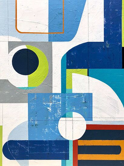 Tricia Strickfaden, "Catch you on the Flipside", 40" x 30", mixed media on canvas