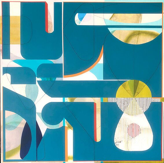 Tricia Strickfaden, "Blueberry Hill", 48" x 48", mixed media on canvas