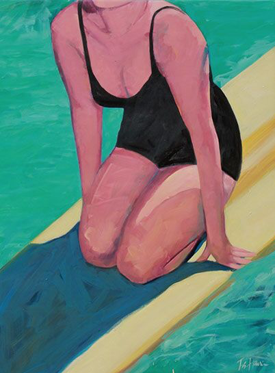 T.S. Harris, "Surfboard Beauty", 40"x30", oil on canvas