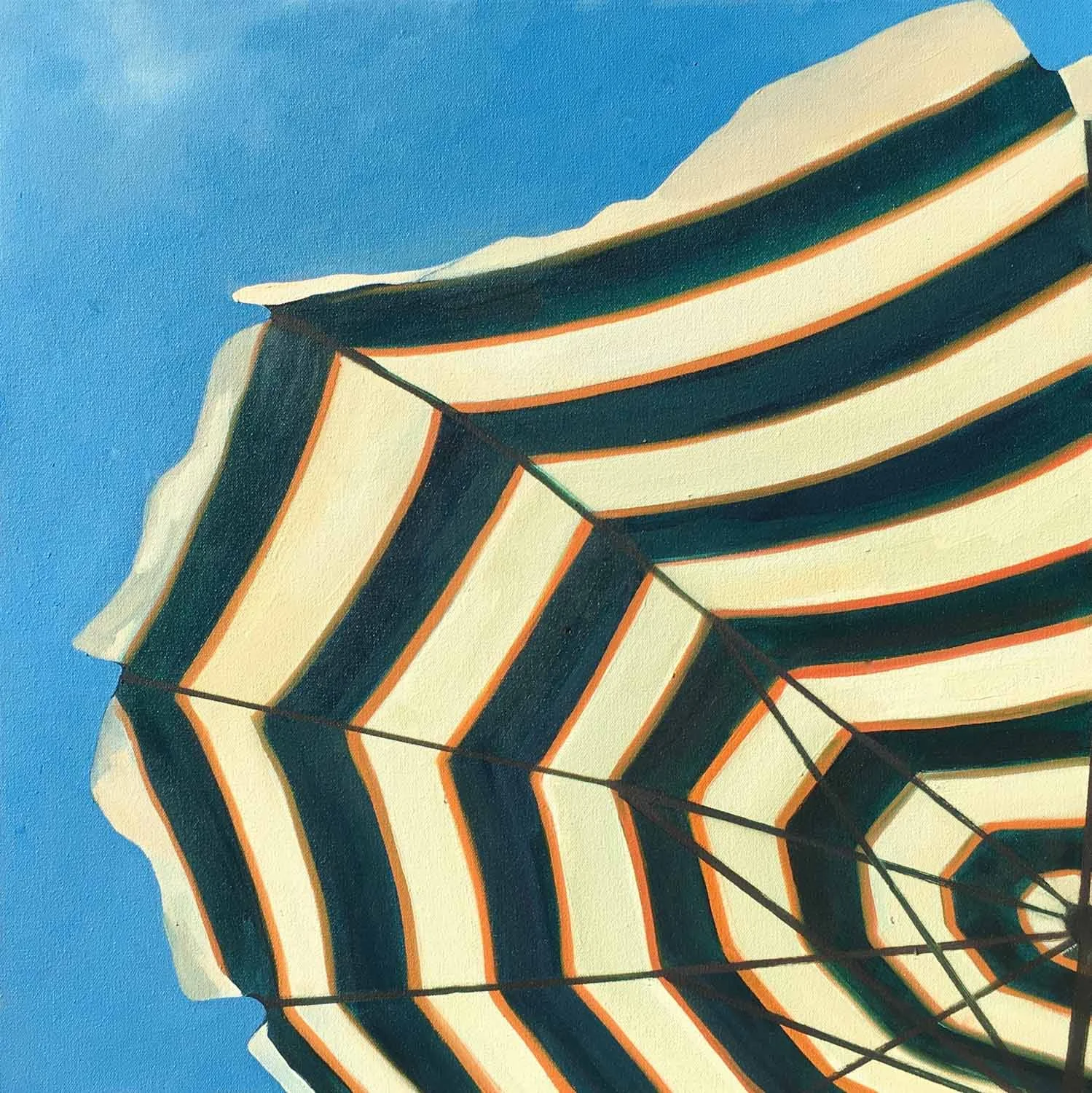 T.S. Harris, "Umbrella in the Breeze", 20"x20", oil on canvas