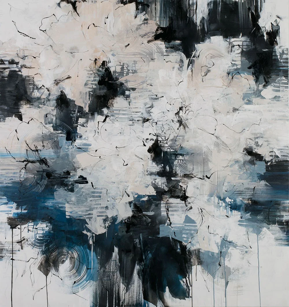 Carlos Ramirez, “Path to the Lake Shore”, 68”x64”, mixed media on canvas
