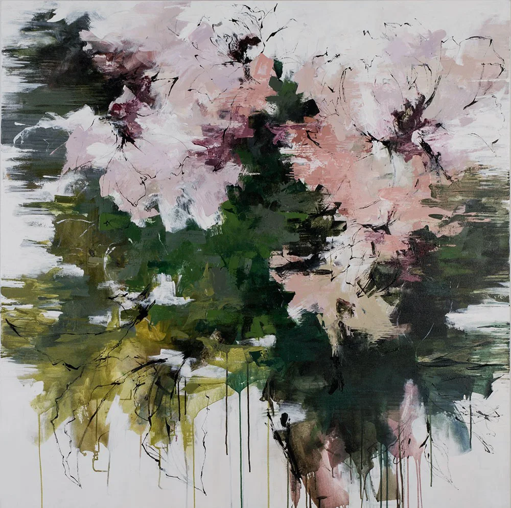 Carlos Ramirez, “The Cottage Garden”, 54”x54”, mixed media on canvas