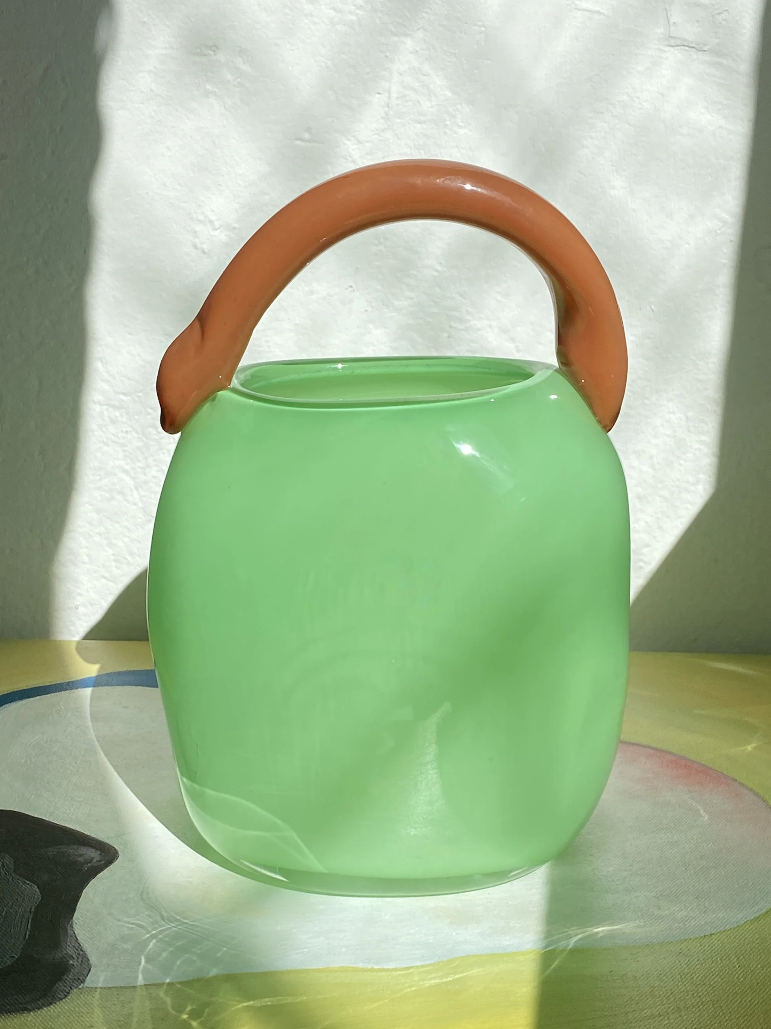 Glass Vase "BORSETTA" spring green - brown