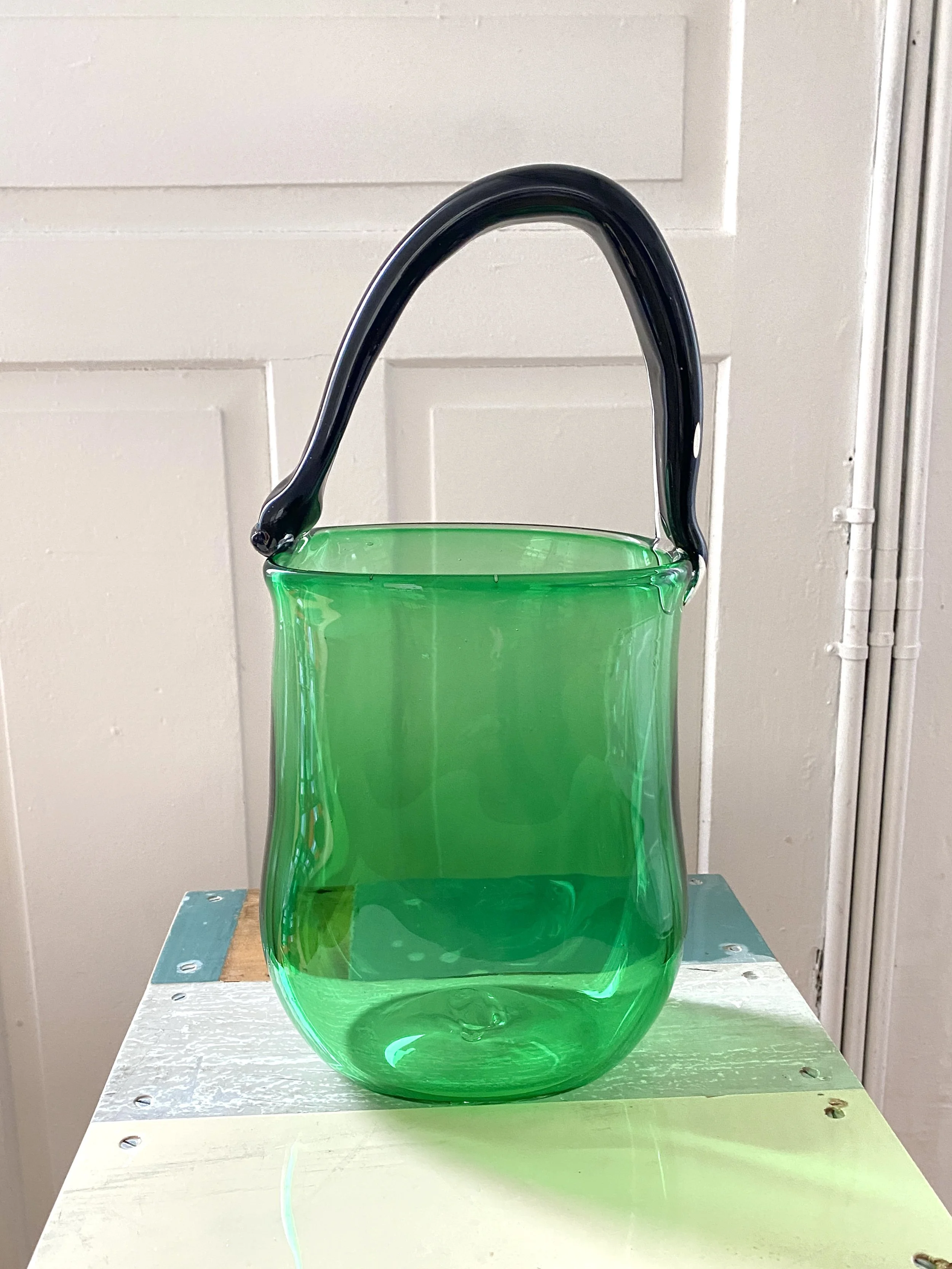 Glass Vase BORSETTA green - black