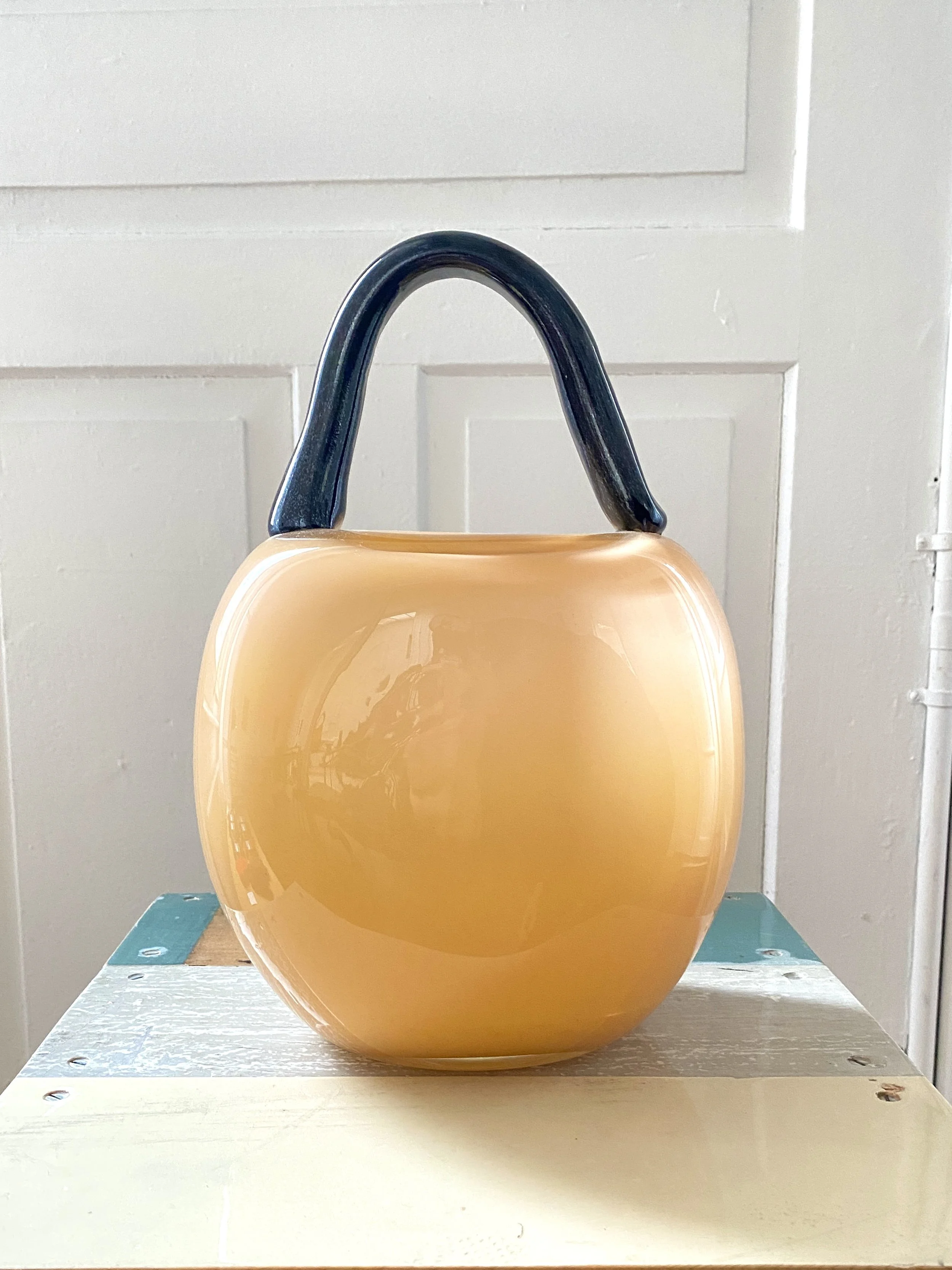 Glass Vase BORSETTA apricot - black