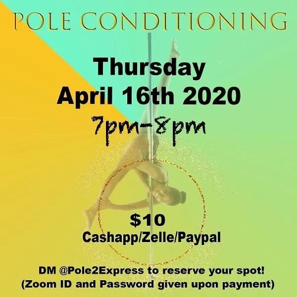 You guys have asked!! So @pole2express is here to deliver 🤗 
Join her tonight for pole conditioning. She is also teaching non pole twerk fitness classes so be sure to follow her and be on the lookout for her schedule 🎉