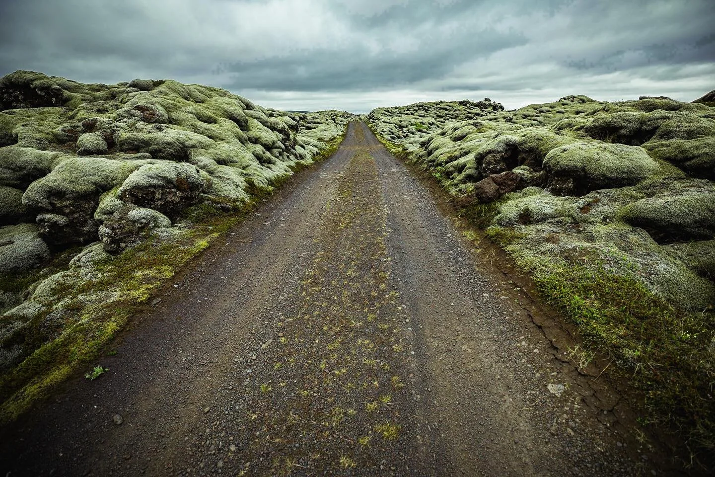 A surreal drive through lava fields.