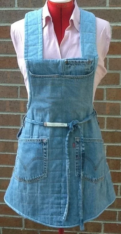 Upcycled Levis jeans Quilted Apron