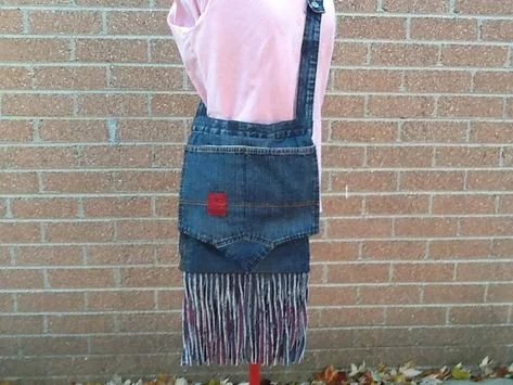 Upcycled denim jeans Hippie bag