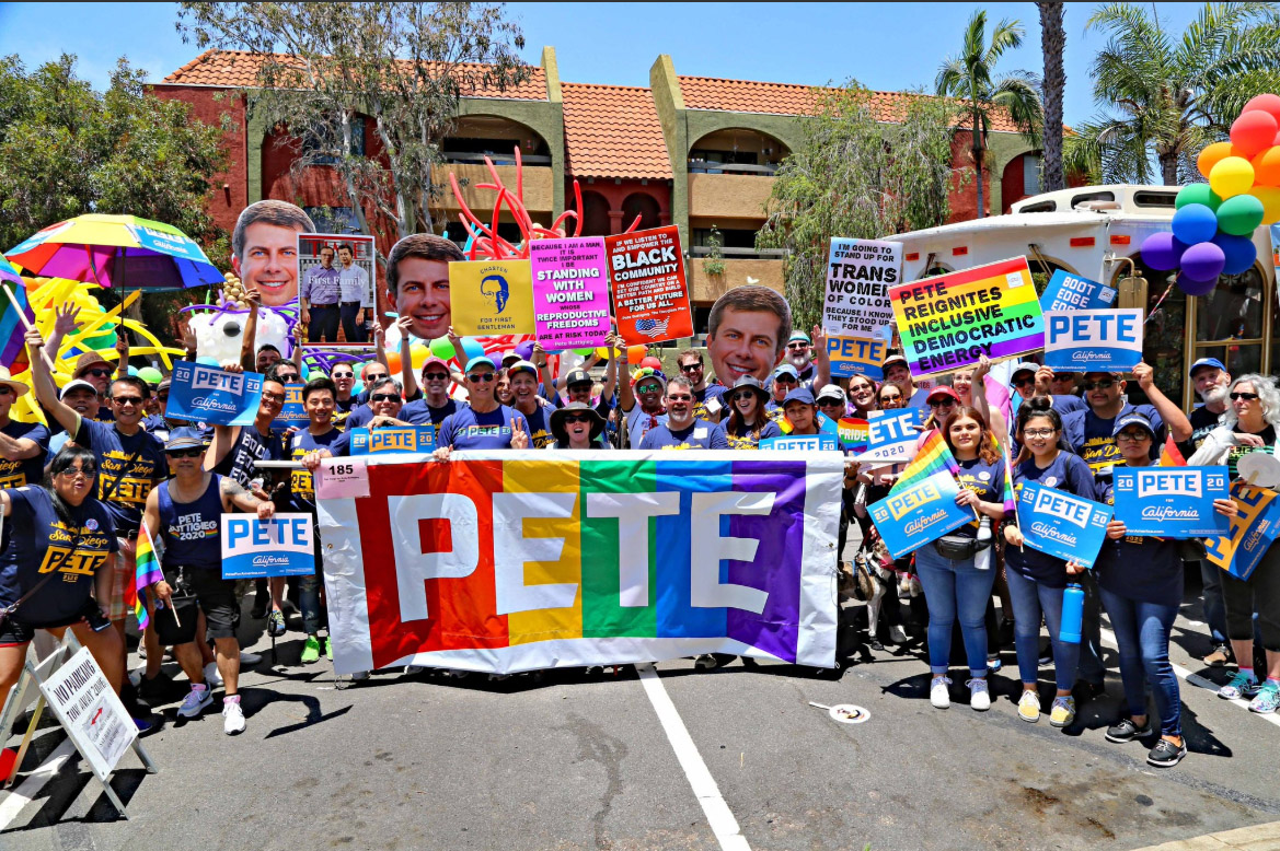 The Pete group at the San Francisco Pride parade, Jun 2019