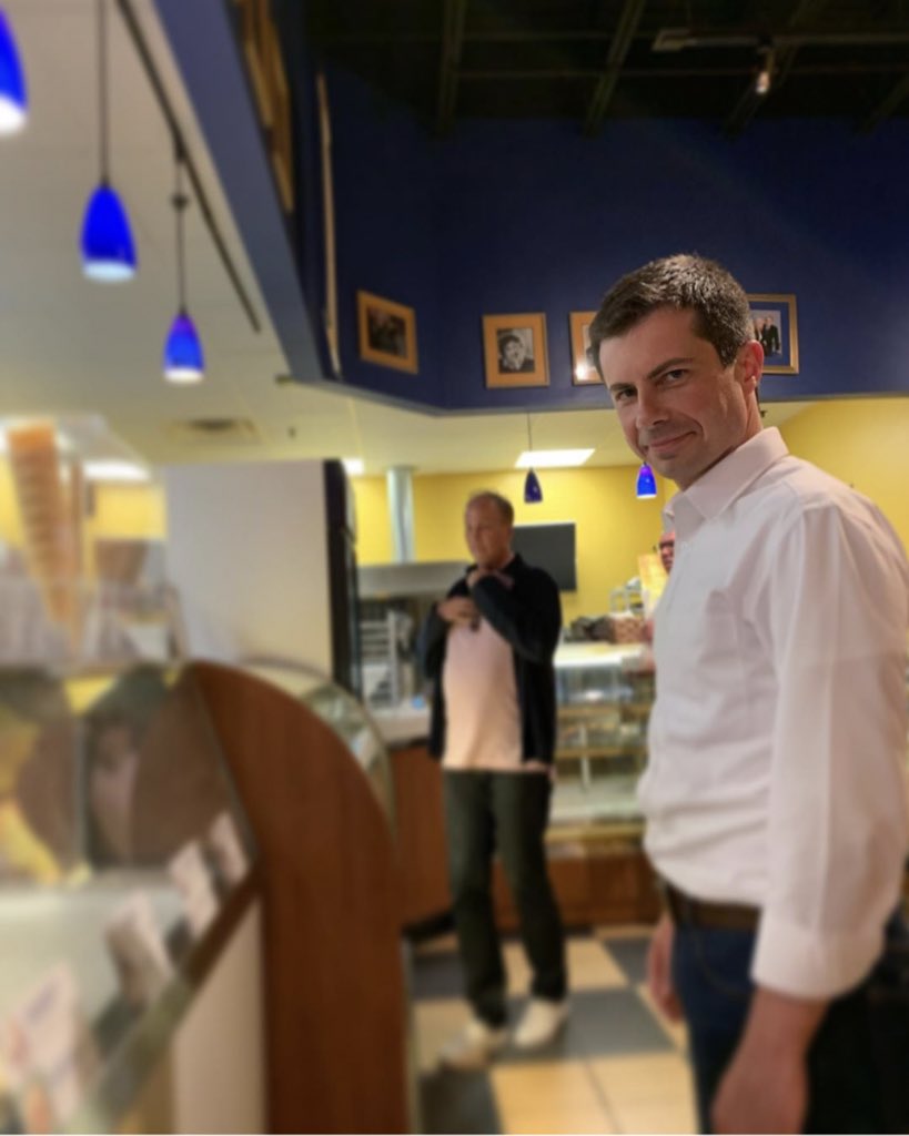 Photo posted by Chasten on Twitter. A “date night” break from the campaign trail, summer 2019.