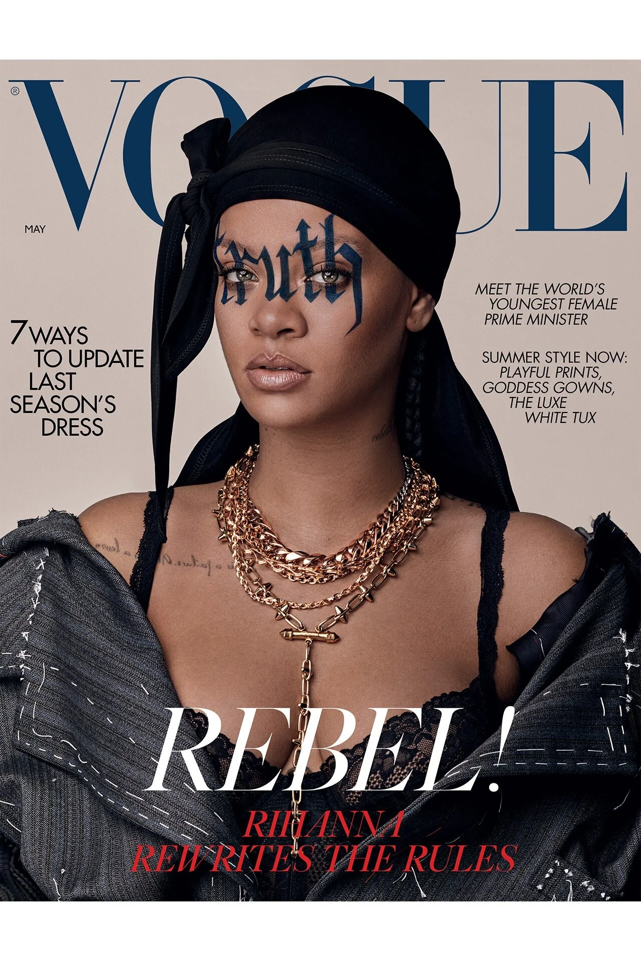 The May 2020 cover, featuring the first durag on the cover of British Vogue. Photographed by Steven Klein