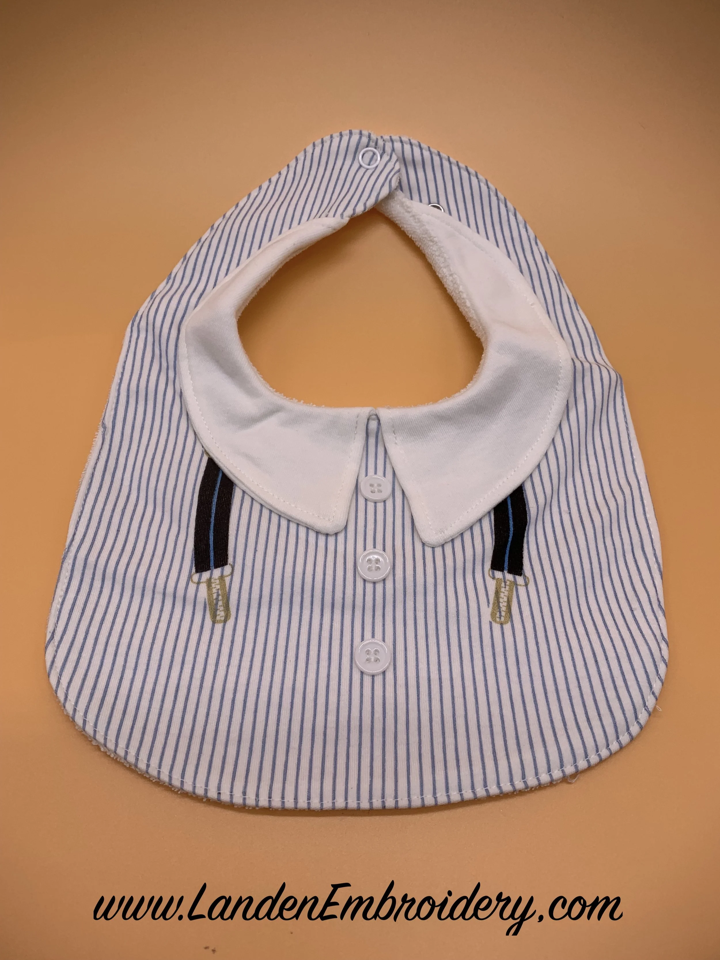 Dress Shirt and Suspenders Bib Personalized with Custom Embroidery