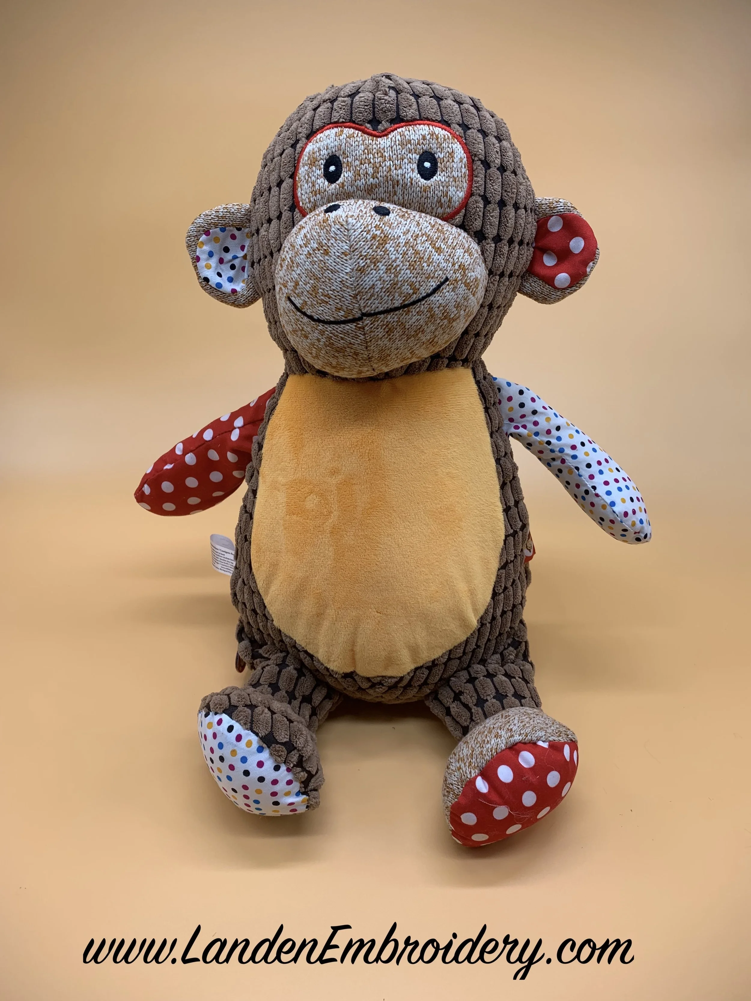 Harlequin Brown Monkey Personalized with Custom Embroidery