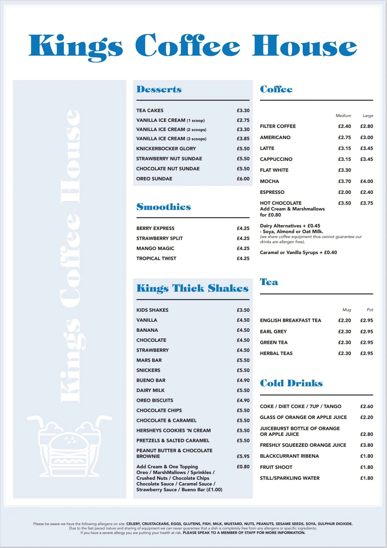 Menu — KINGS COFFEE HOUSE