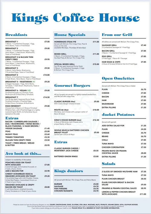 Menu — KINGS COFFEE HOUSE