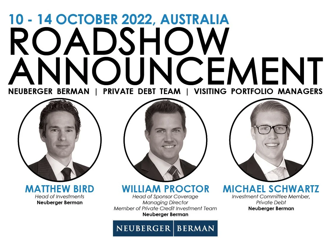 Neuberger Berman private debt team visiting Australia 10-14 October 2022