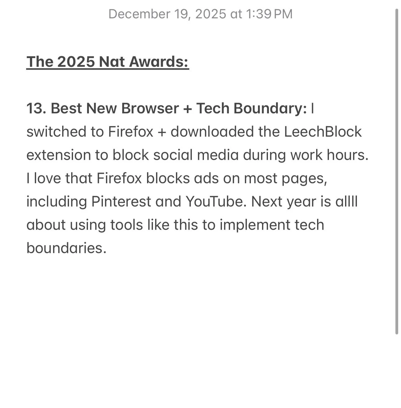 Comment AWARD for the full list + swipe to see what&rsquo;s on my 2026 bingo card! 👀 🏆 

My second annual 2025 Nat Awards are underway! Over 1k words and counting, this list is full of products, books, apps, shows, movies, programs, mindset changes