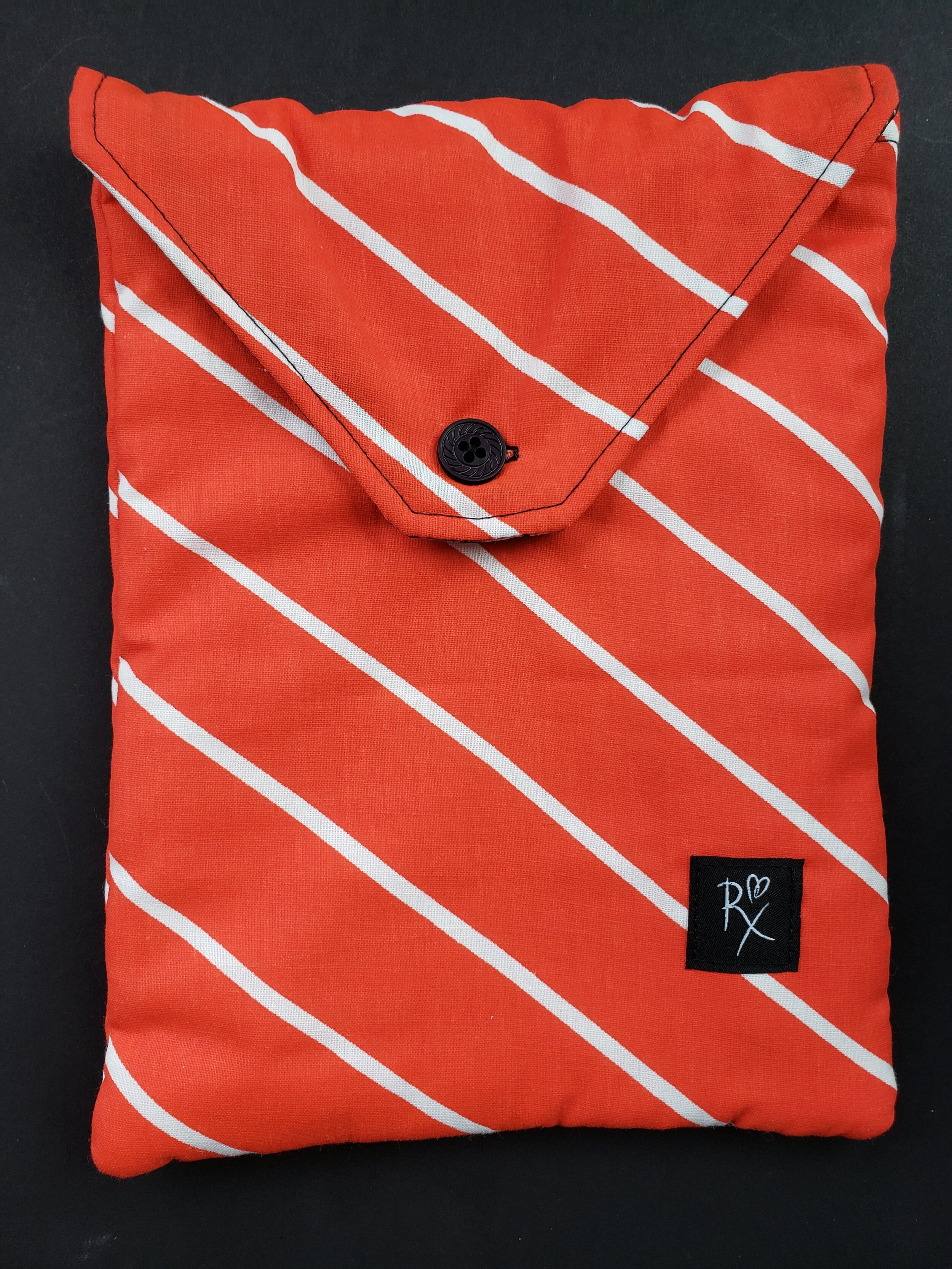 Upcycled Book Pouch - Red and White Stripes
