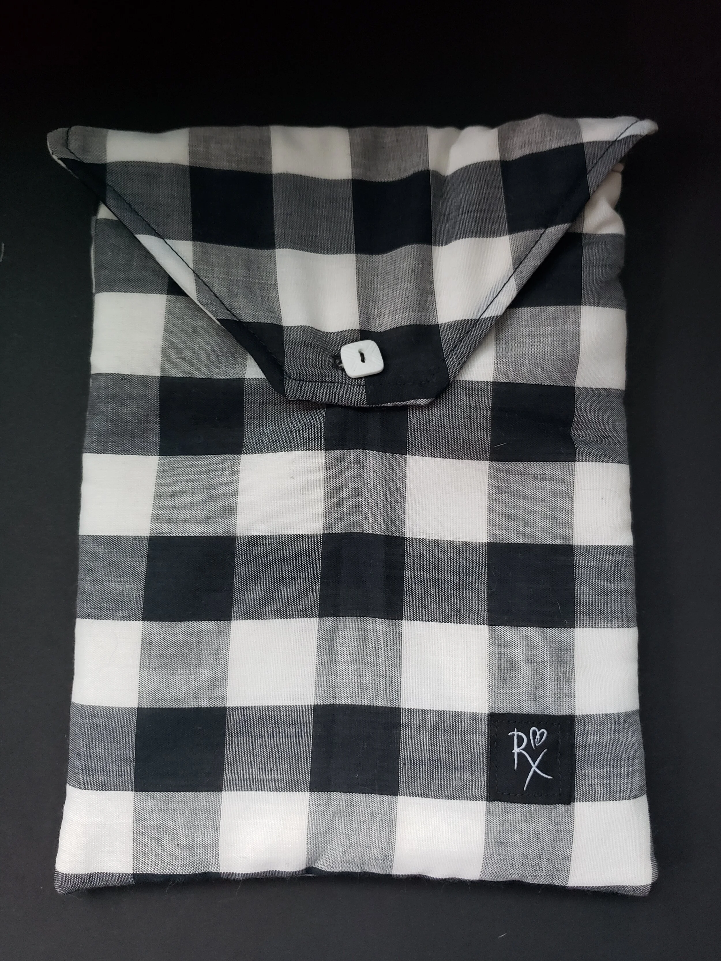 Upcycled Book Pouch - Black and White Checker