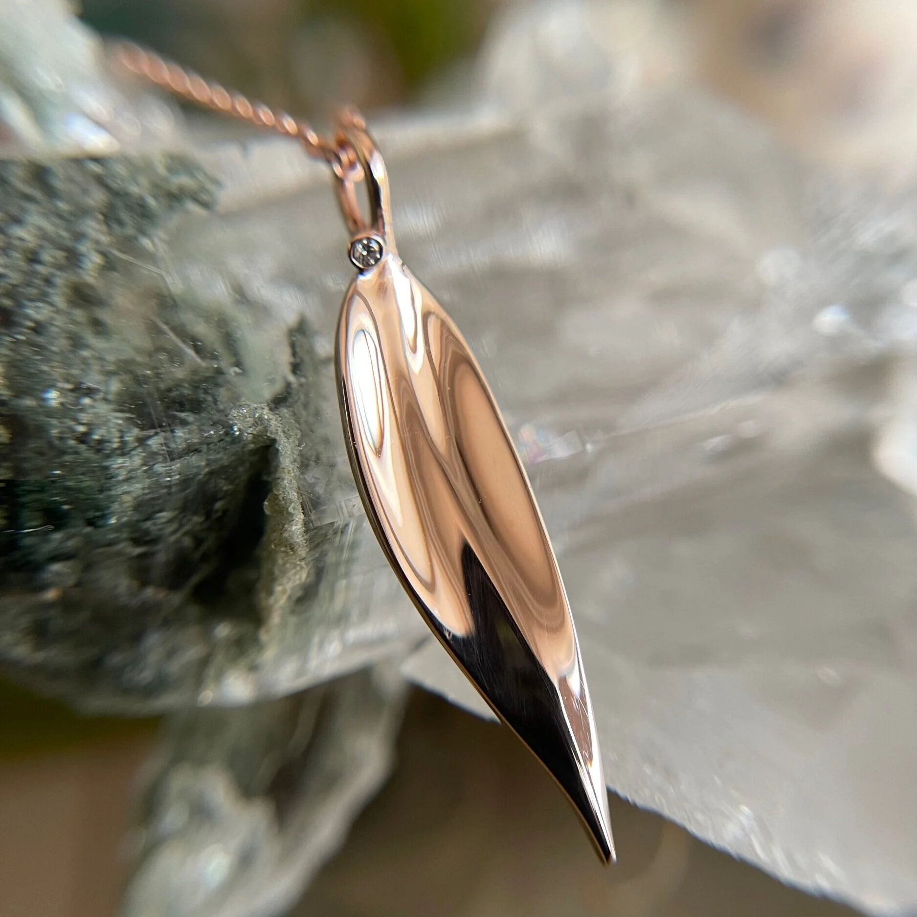 Diamond set Gum Leaf Pendant