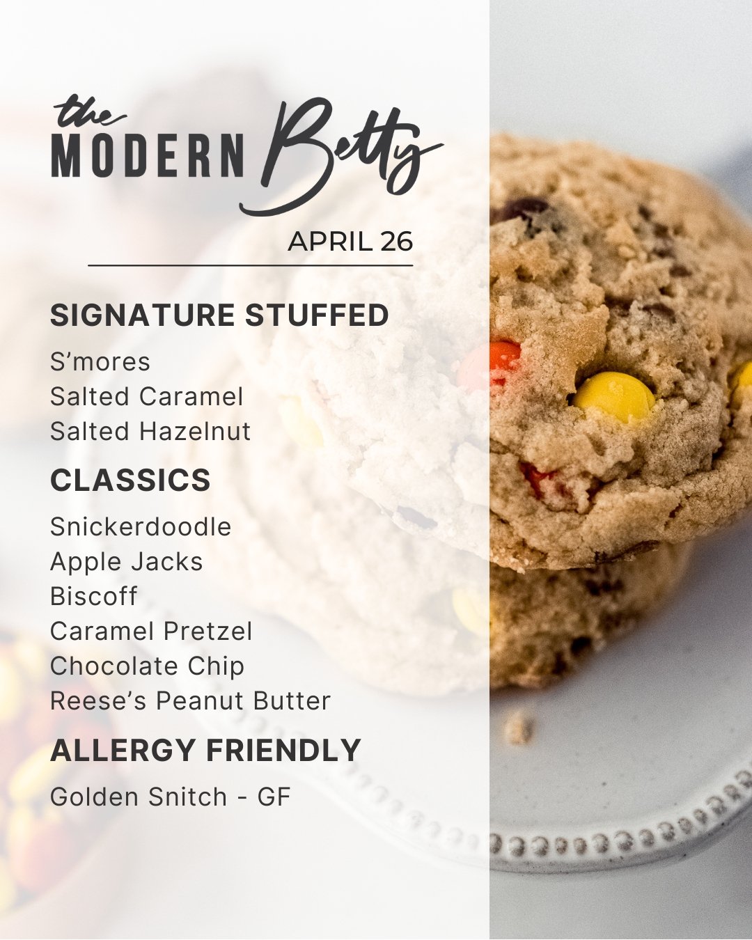 Planning your @gilbertmarket trip for tomorrow? This week's cookie menu is inspired by your requests! Did you know that we work YOUR cookie flavor requests into our menu every week. We change up our menu weekly so you can try your favorites and mix i