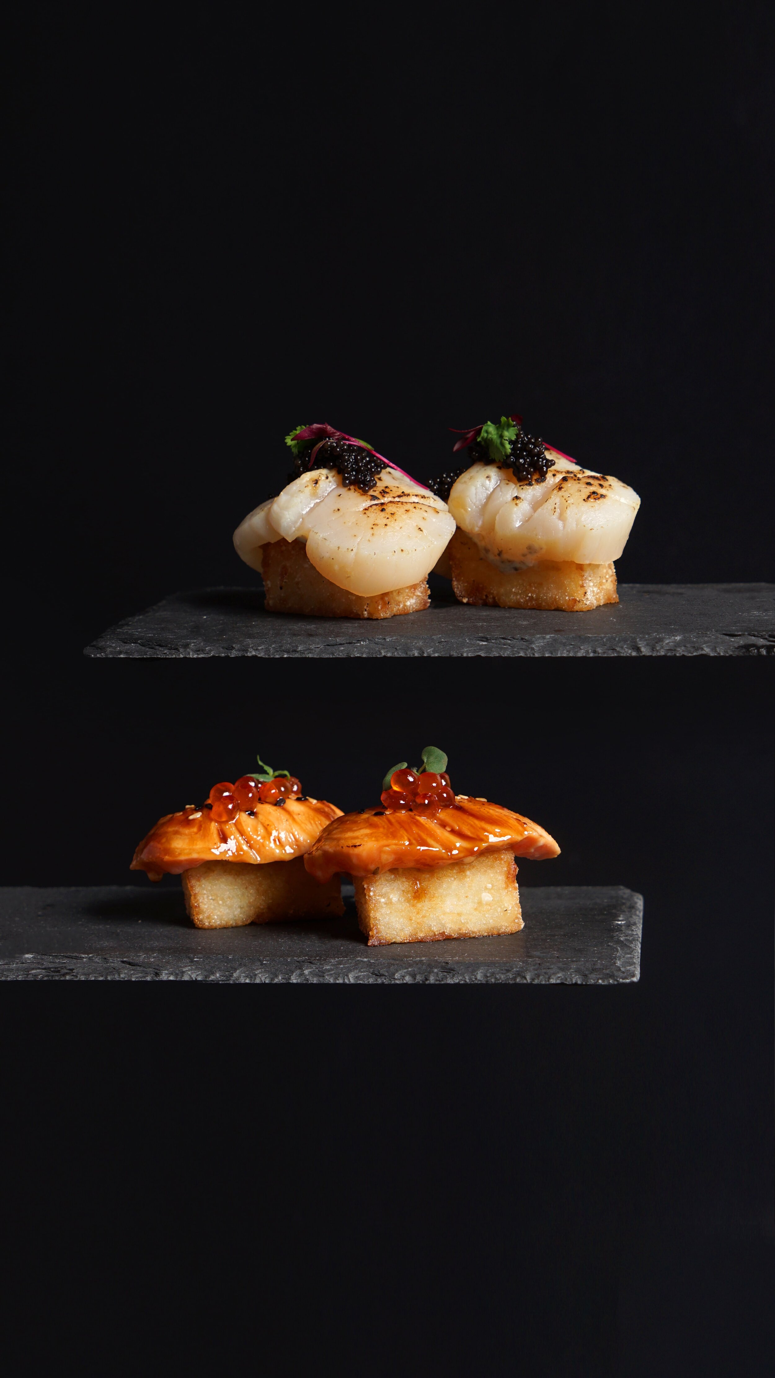 Torched Scallop Crispy Sushi + Aburi Teriyaki Salmon Crispy Sushi-min.jpg