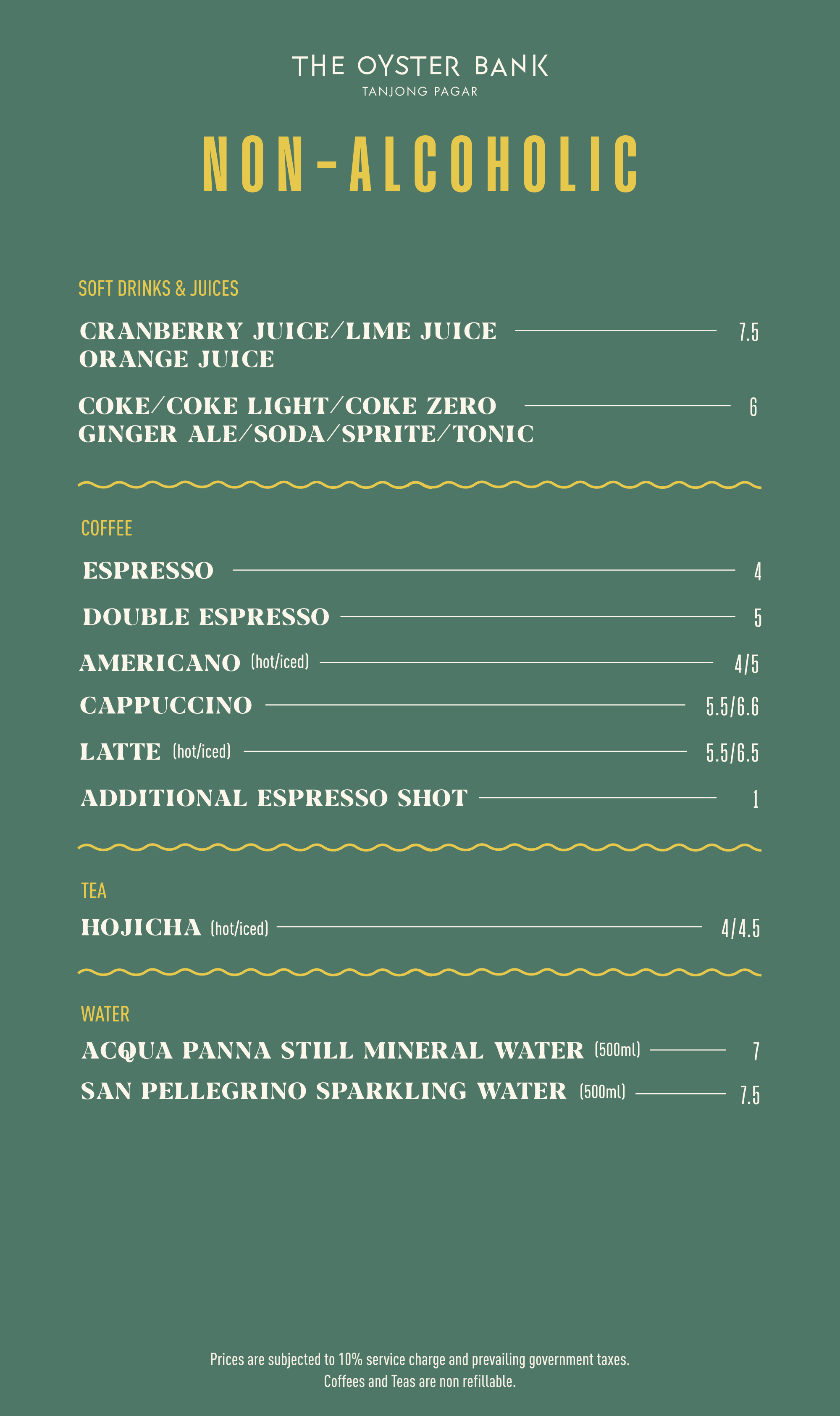 TANJONG PAGAR MENU — THE OYSTER BANK