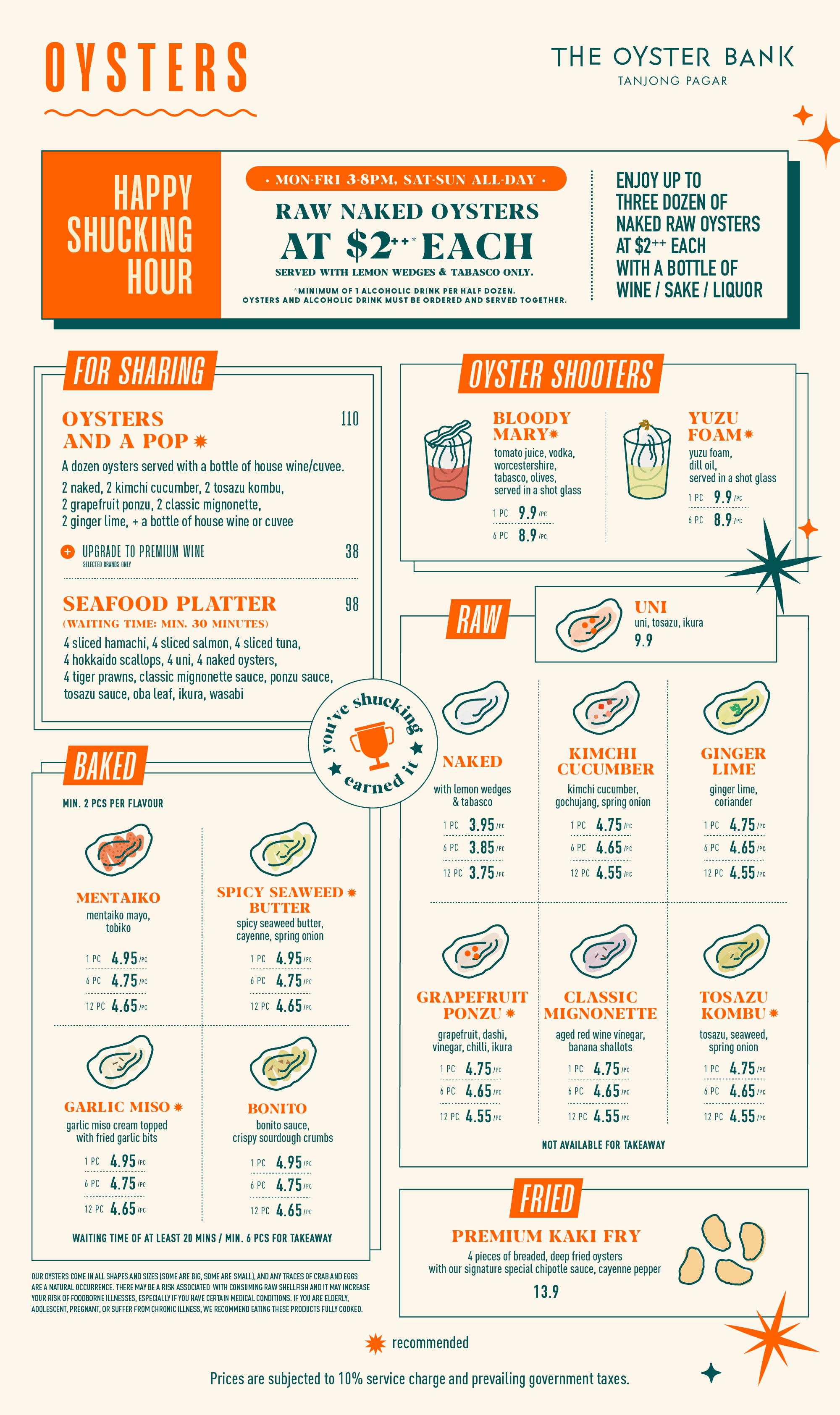 TANJONG PAGAR MENU — THE OYSTER BANK